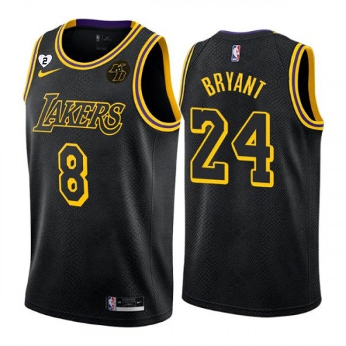 Men's Los Angeles Lakers Front #8 Back #24 Kobe Bryant With KB Patch &Gigi Patch Black NBA Stitched Jersey Men's Los Angeles Lakers Front #8 Back #24 Kobe Bryant With KB Patch &Gigi Patch Black NBA Stitched Jersey